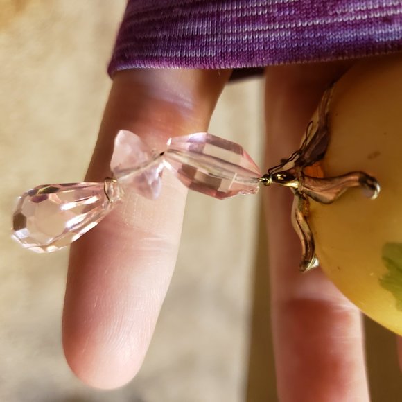 Christmas Ornament Resin Egg Yellow with Gas Lamplight Jeweled Embellishments - Picture 4 of 9